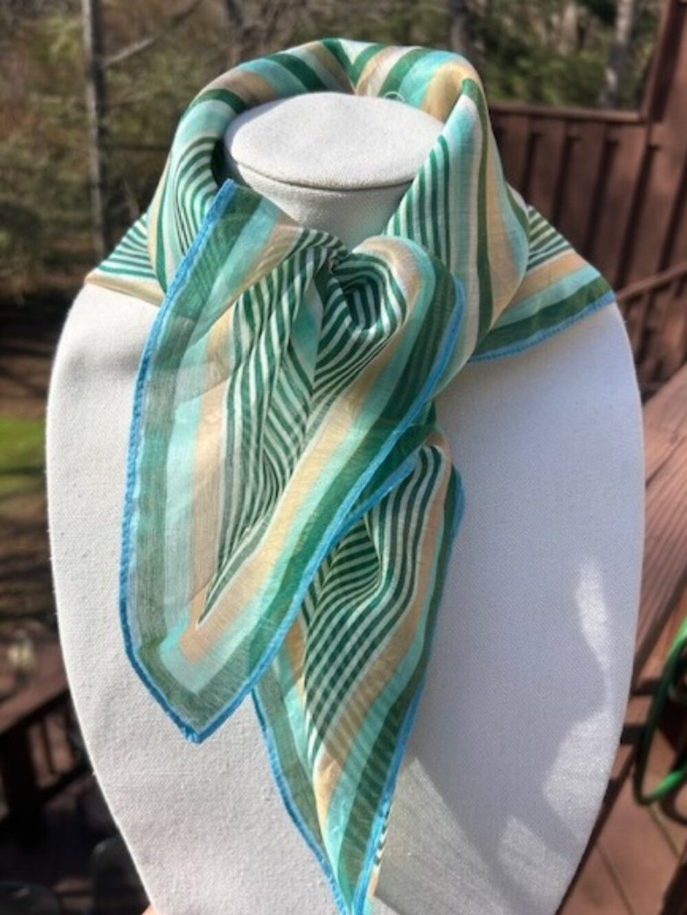 MADE in JAPAN Rayon Green Blue Coral Square SCARF